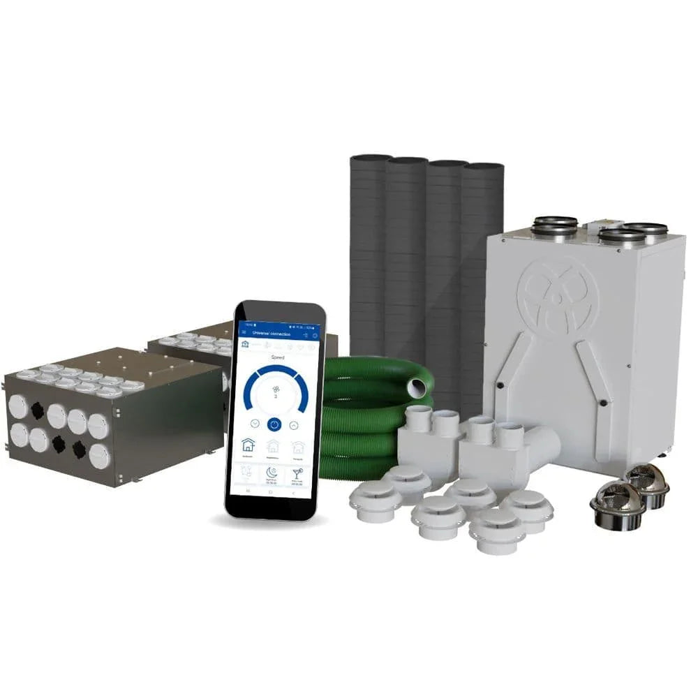 Blauberg Komfort 3-Bed Flat or Apartment Vertical MVHR Heat Recovery Ventilation Kit EC-SB-160-AK3