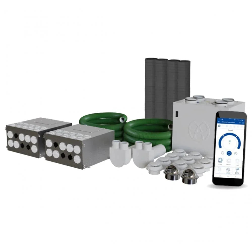 Blauberg Komfort 4-Bed House Vertical MVHR Heat Recovery Ventilation Kit EC-SB-550-HK4