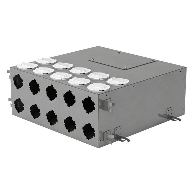 BlauFast 75mm Metal Radial Duct Manifold Box - 160mm Connection - 10 Port - Insulated