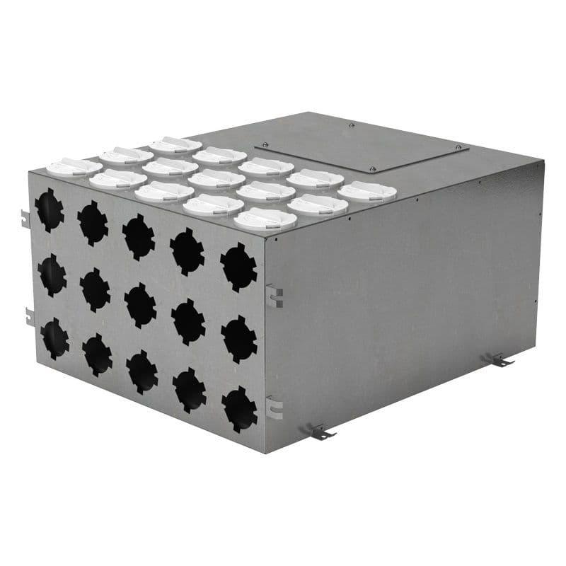 BlauFast 75mm Metal Radial Duct Manifold Box - 200mm Connection - 15 Port - Insulated