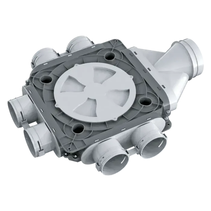 BlauFast 75mm Plastic Radial Duct Manifold Box - 125mm Connection - 6 Port