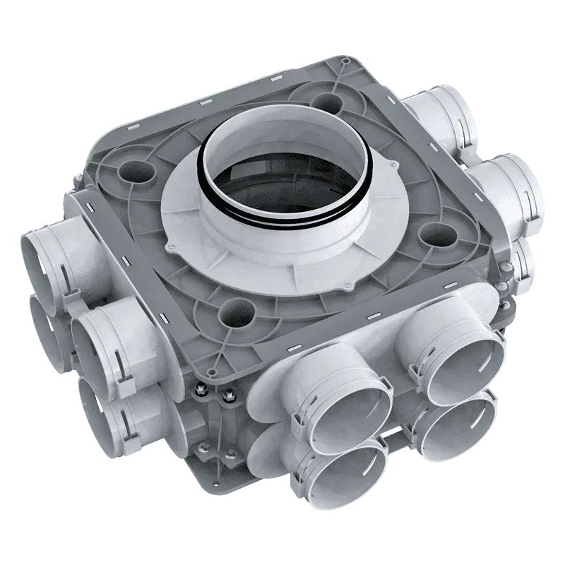 BlauFast 75mm Plastic Radial Duct Manifold Box - 160mm Connection - 12 Port