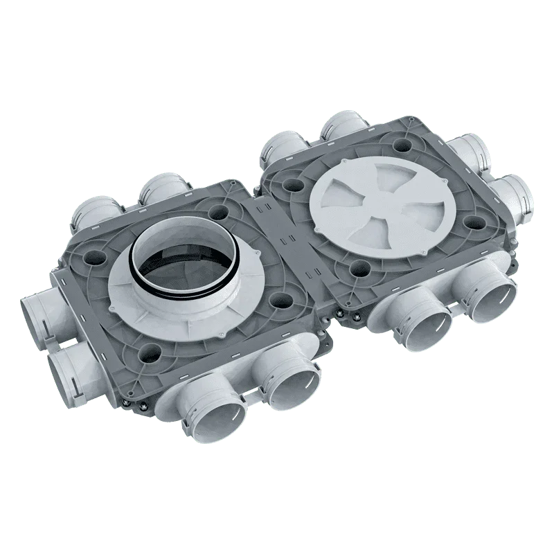 BlauFast 75mm Plastic Radial Duct Manifold Box - 200mm Connection - 12 Port