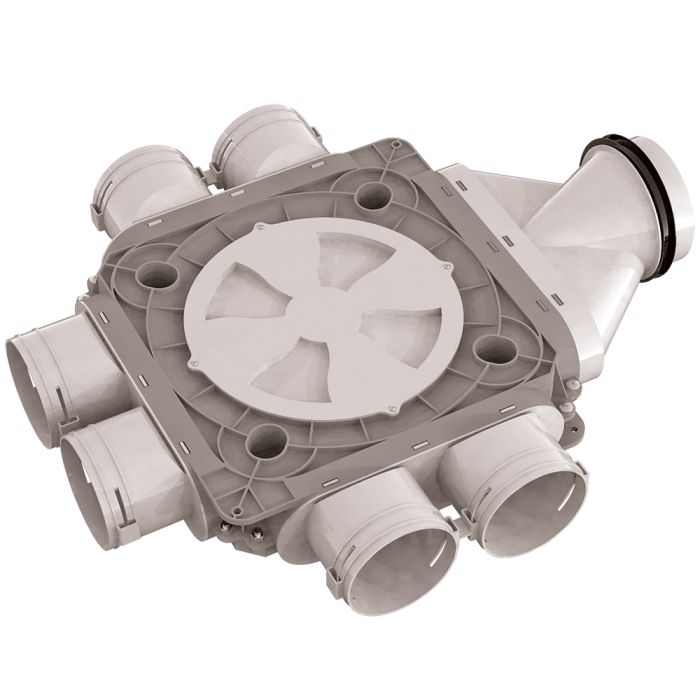 BlauFast 90mm Plastic Radial Duct Manifold Box - 125mm Connection - 6 Port