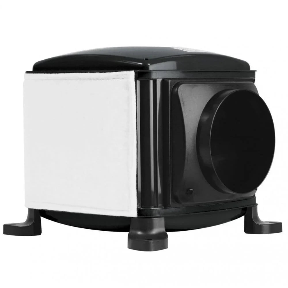 Black and white tornado extractor fan on a white background
