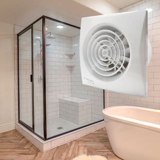 family bathroom with inset image of an extractor fan