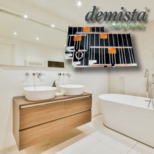 luxury bathroom with demista product overlay