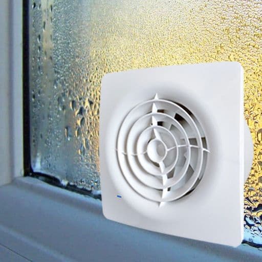condensated window with an overlay of an extractor fan