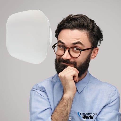 man looking pleased with an overlay of ann extractor fan