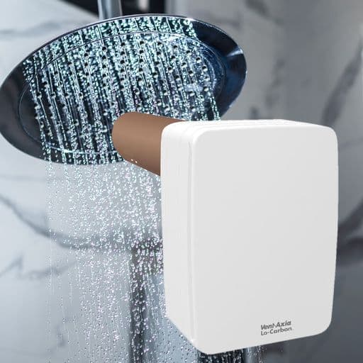 shower with an overlay image of an extractor fan