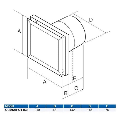 Airflow 90000454 QT150B QuietAir 6 Inch Bathroom Extractor Fan