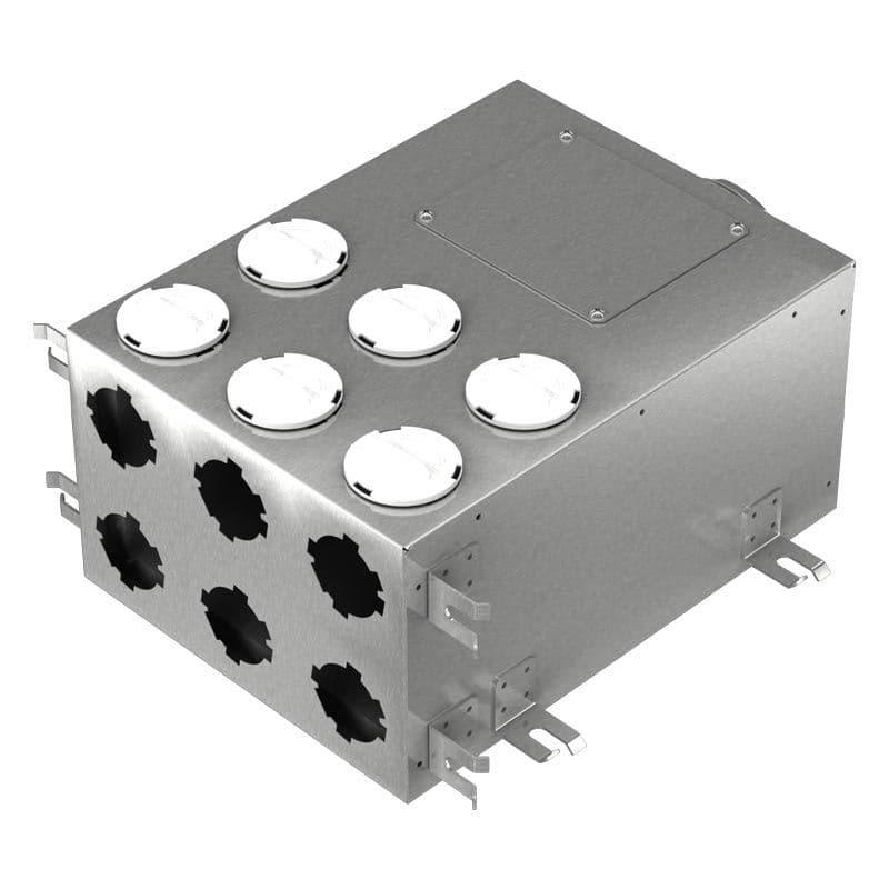 BlauFast 75mm Metal Radial Duct Manifold Box - 125mm Connection - 6 Port - Insulated