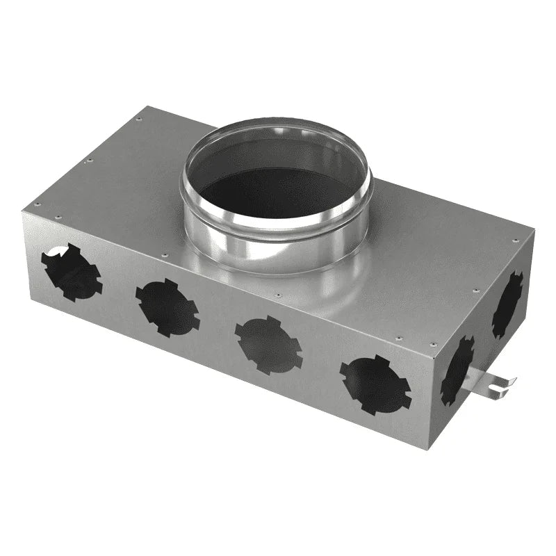 BlauFast 75mm Metal Radial Duct Manifold Box - 160mm Connection  - 8 Port - Un-Insulated
