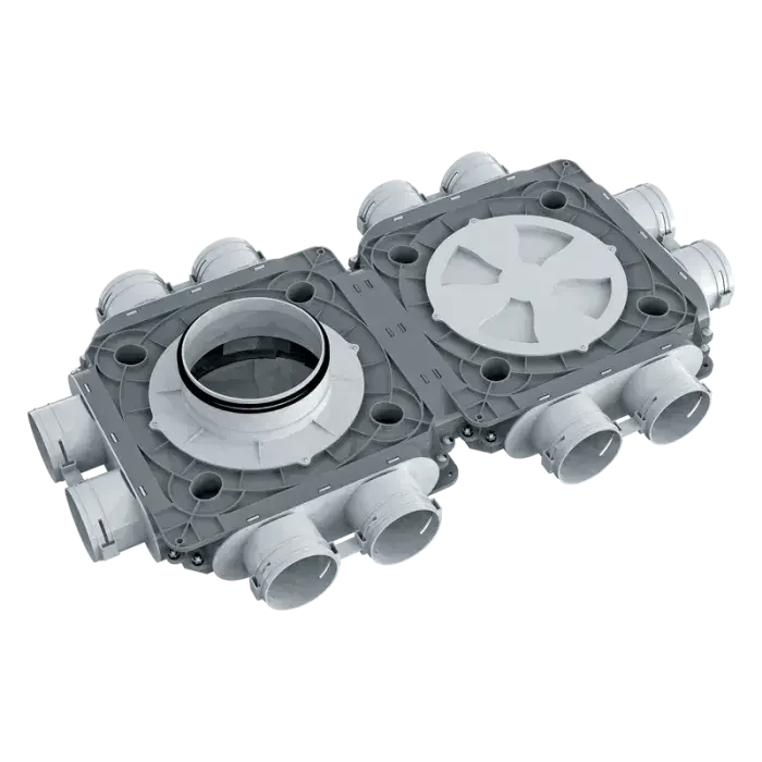 Blaufast 75mm Plastic Radial Duct Manifold Box - 160mm Connection - 12 Port