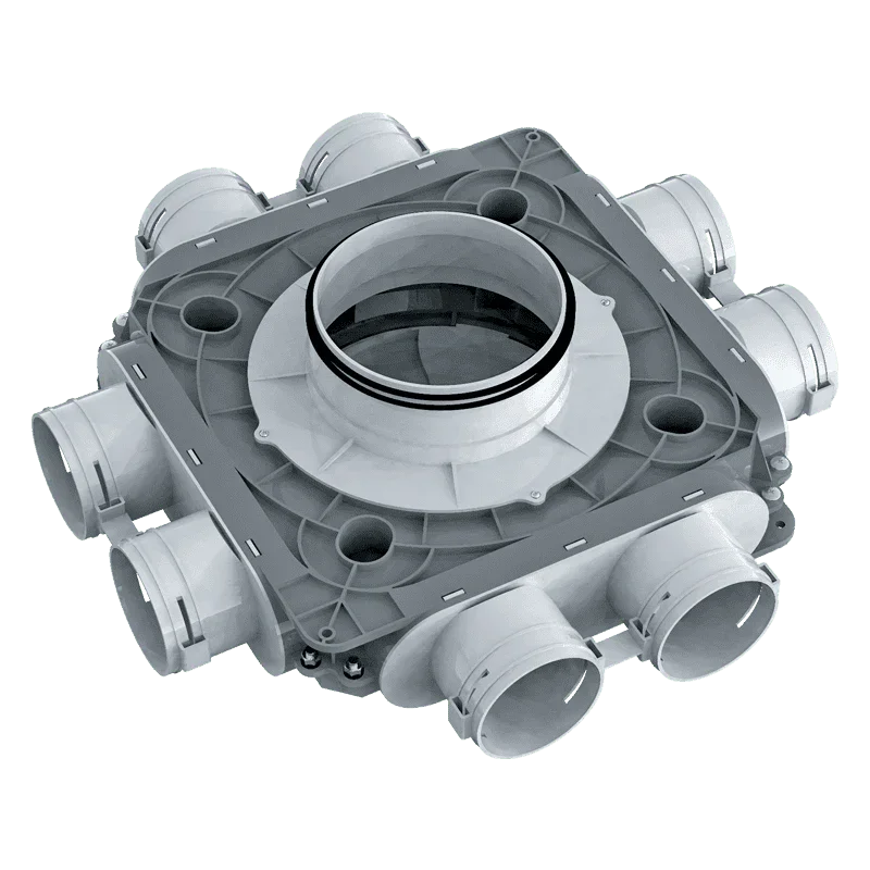 BlauFast 75mm Plastic Radial Duct Manifold Box - 160mm Connection - 8 Port
