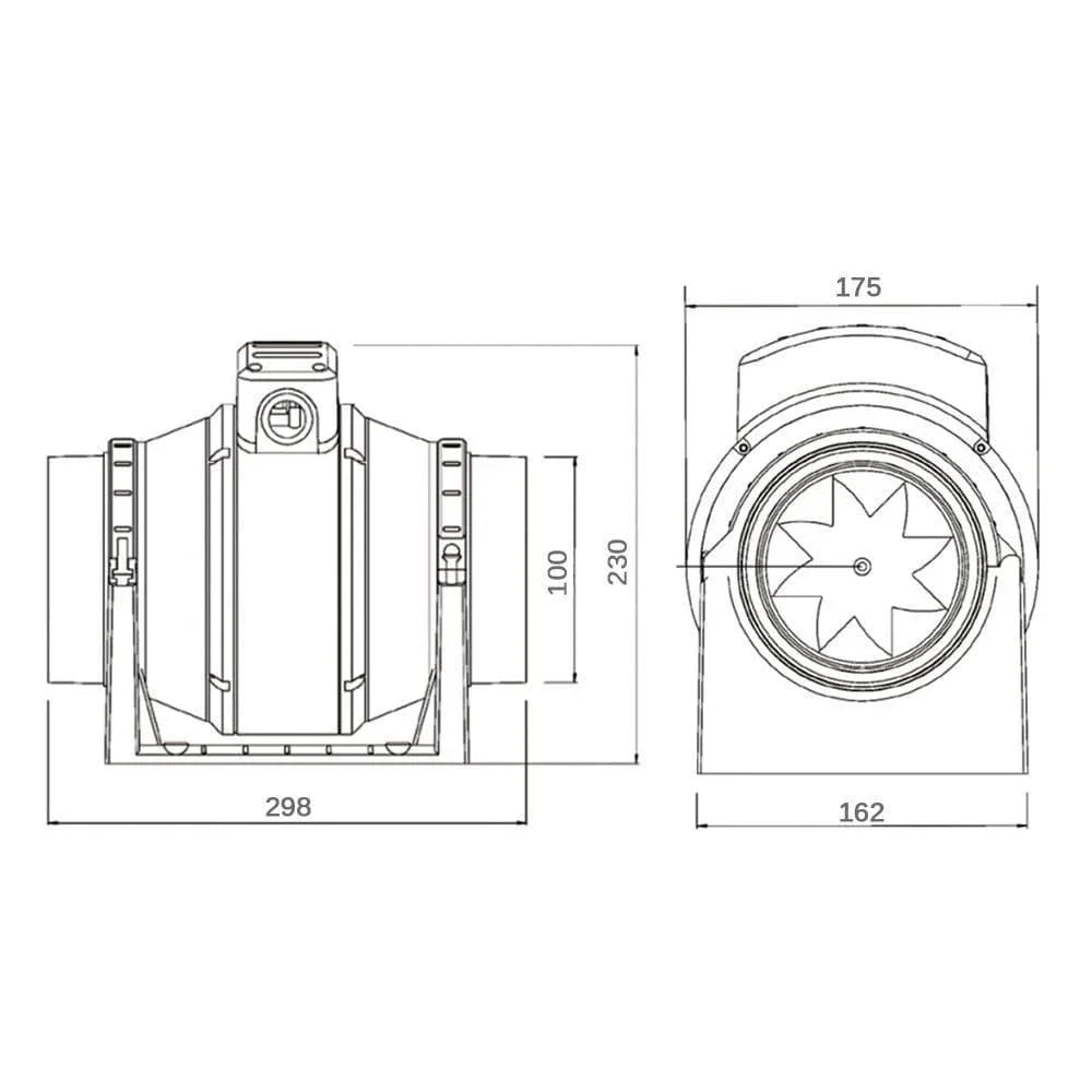 Manrose MF100S 4 Inch Mixed Flow Inline Duct Fan