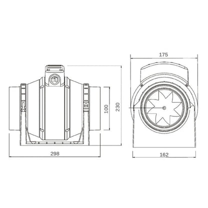 Manrose MF100S 4 Inch Mixed Flow Inline Duct Fan