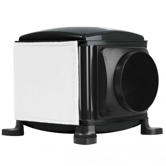 Black and white tornado extractor fan on a white background