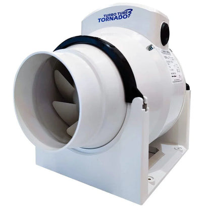 Tornado Turbo Tube 4"/100mm Inline Fan with Timer on a white background